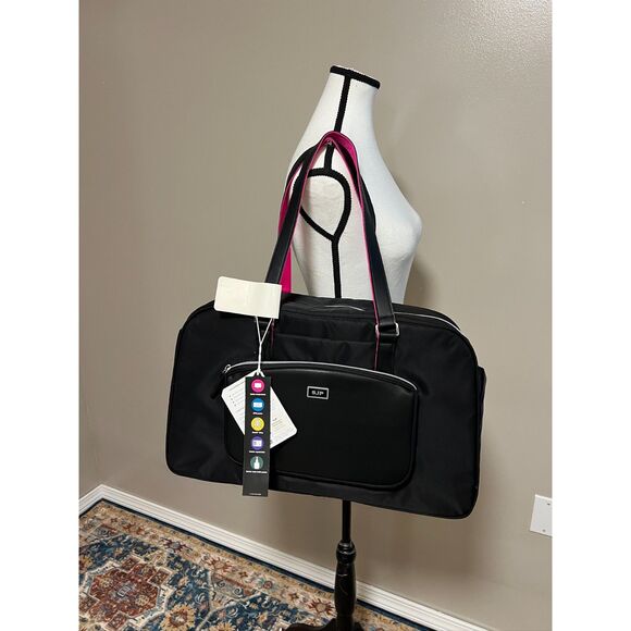 NWT Sarah Jessica Parker RFID convertible weekender bag in black and candy - Picture 1 of 15